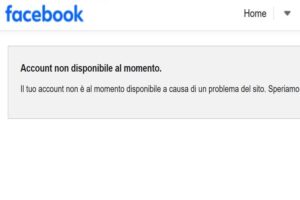 Messaggio Account Facebook non disponibile